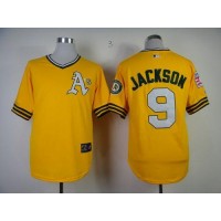 Mitchell And Ness Oakland Athletics #9 Reggie Jackson Yellow Throwback Stitched MLB Jersey