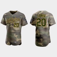 Oakland Oakland Athletics #20 Mark Canha Men's Nike 2021 Armed Forces Day Authentic MLB Jersey -Camo