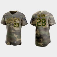 Oakland Oakland Athletics #28 Matt Olson Men's Nike 2021 Armed Forces Day Authentic MLB Jersey -Camo