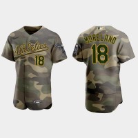 Oakland Oakland Athletics #18 Mitch Moreland Men's Nike 2021 Armed Forces Day Authentic MLB Jersey -Camo