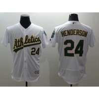 Oakland Athletics #24 Rickey Henderson White Flexbase Authentic Collection Stitched MLB Jersey