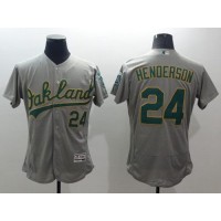 Oakland Athletics #24 Rickey Henderson Grey Flexbase Authentic Collection Stitched MLB Jersey
