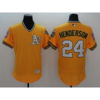 Oakland Athletics #24 Rickey Henderson Yellow Flexbase Authentic Collection Cooperstown Stitched MLB Jersey