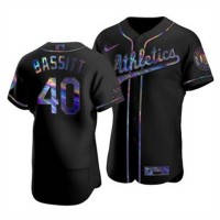 Oakland Oakland Athletics #40 Chris Bassitt Men's Nike Iridescent Holographic Collection MLB Jersey - Black