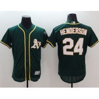 Oakland Athletics #24 Rickey Henderson Green Flexbase Authentic Collection Stitched MLB Jersey