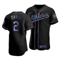 Oakland Oakland Athletics #2 Khris Davis Men's Nike Iridescent Holographic Collection MLB Jersey - Black