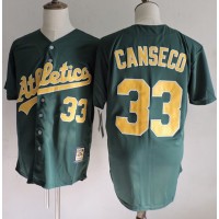 Mitchell And Ness Oakland Athletics #33 Jose Canseco Green(Gold No.) Throwback Stitched MLB Jersey