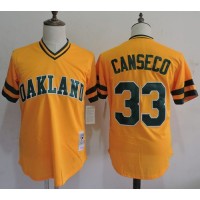 Mitchell And Ness Oakland Athletics #33 Jose Canseco Yellow Throwback Stitched MLB Jersey