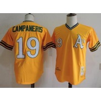 Mitchell And Ness Oakland Athletics #19 Bert Campaneris Yellow Throwback Stitched MLB Jersey