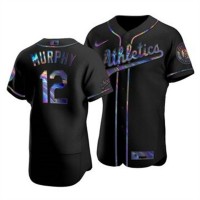 Oakland Oakland Athletics #12 Sean Murphy Men's Nike Iridescent Holographic Collection MLB Jersey - Black
