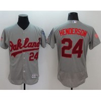 Oakland Athletics #24 Rickey Henderson Grey Fashion Stars & Stripes Flexbase Authentic Stitched MLB Jersey