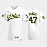 Oakland Oakland Athletics #47 Frankie Montas Men's Nike 2022 Ray Patch Authentic Home White Jersey