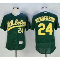 Oakland Athletics #24 Rickey Henderson Green Flexbase Authentic Collection Cooperstown Stitched MLB Jersey