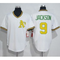 Mitchell And Ness Oakland Athletics #9 Reggie Jackson White Throwback Stitched MLB Jersey