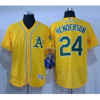 Oakland Athletics #24 Rickey Henderson Gold Flexbase Authentic Collection Stitched MLB Jersey
