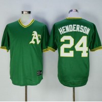Mitchell And Ness Oakland Athletics #24 Rickey Henderson Green Throwback Stitched MLB Jersey