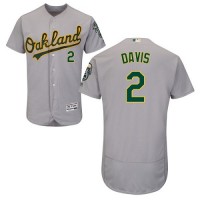 Oakland Athletics #2 Khris Davis Grey Flexbase Authentic Collection Stitched MLB Jersey