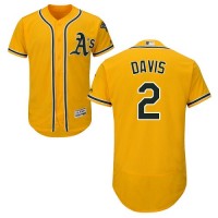 Oakland Athletics #2 Khris Davis Gold Flexbase Authentic Collection Stitched MLB Jersey