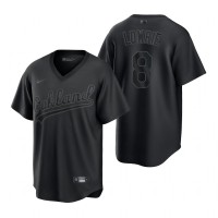 Oakland Oakland Athletics #8 Jed Lowrie Nike Men's MLB Black Pitch Black Fashion Jersey