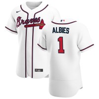 Atlanta Atlanta Braves #1 Ozzie Albies Men's Nike White Home 2020 Authentic Player MLB Jersey