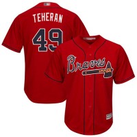 Atlanta Braves #49 Julio Teheran Red Cool Base Stitched MLB Jersey