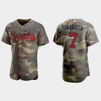 Atlanta Atlanta Braves #7 Dansby Swanson Men's Nike 2021 Armed Forces Day Authentic MLB Jersey -Camo