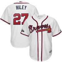 Atlanta Atlanta Braves #27 Austin Riley Majestic 2019 Postseason Official Cool Base Player Jersey White