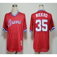 Mitchell And Ness 1980 Atlanta Braves #35 Phil Niekro Red Stitched MLB Jersey