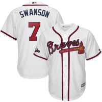 Atlanta Atlanta Braves #7 Dansby Swanson Majestic 2019 Postseason Official Cool Base Player Jersey White