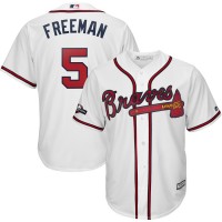 Atlanta Atlanta Braves #5 Freddie Freeman Majestic 2019 Postseason Official Cool Base Player Jersey White