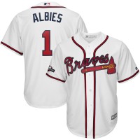 Atlanta Atlanta Braves #1 Ozzie Albies Majestic 2019 Postseason Official Cool Base Player Jersey White