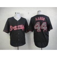 Atlanta Braves #44 Hank Aaron Black Fashion Stitched MLB Jersey