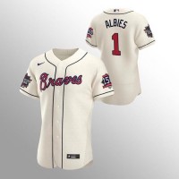Atlanta Atlanta Braves #1 Ozzie Albies Men's Nike 150th Anniversary 2021 World Series Authentic MLB Jersey - Cream