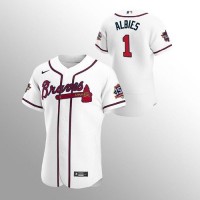 Atlanta Atlanta Braves #1 Ozzie Albies Men's Nike 150th Anniversary 2021 World Series Authentic MLB Jersey - White