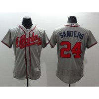Atlanta Braves #24 Deion Sanders Grey Flexbase Authentic Collection Stitched MLB Jersey