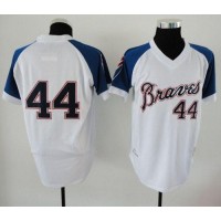 Mitchell And Ness 1974 Atlanta Braves #44 Hank Aaron White Throwback Stitched MLB Jersey