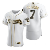 Atlanta Atlanta Braves #7 Dansby Swanson White Nike Men's Authentic Golden Edition MLB Jersey