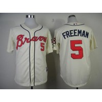 Atlanta Braves #5 Freddie Freeman Cream Alternate Cool Base Stitched MLB Jersey