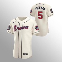 Atlanta Atlanta Braves #5 Freddie Freeman Men's Nike 150th Anniversary 2021 World Series Authentic MLB Jersey - Cream