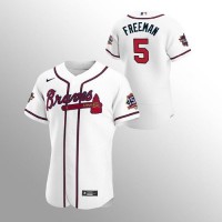 Atlanta Atlanta Braves #5 Freddie Freeman Men's Nike 150th Anniversary 2021 World Series Authentic MLB Jersey - White