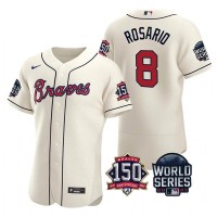 Atlanta Atlanta Braves #8 Eddie Rosario Men's Nike 150th Anniversary 2021 World Series Authentic MLB Jersey - Cream