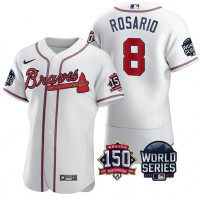 Atlanta Atlanta Braves #8 Eddie Rosario Men's Nike 150th Anniversary 2021 World Series Authentic MLB Jersey - White
