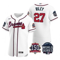 Atlanta Atlanta Braves #27 Austin Riley Men's Nike 150th Anniversary 2021 World Series Authentic MLB Jersey - White