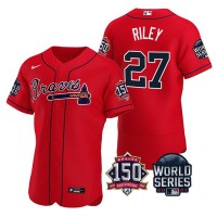 Atlanta Atlanta Braves #27 Austin Riley Men's Nike 150th Anniversary 2021 World Series Authentic MLB Jersey - Red
