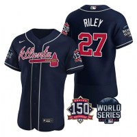 Atlanta Atlanta Braves #27 Austin Riley Men's Nike 150th Anniversary 2021 World Series Authentic MLB Jersey - Navy