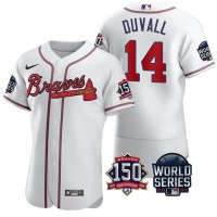 Atlanta Atlanta Braves #14 Adam Duvall Men's Nike 150th Anniversary 2021 World Series Authentic MLB Jersey - White