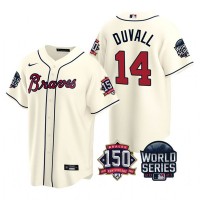 Atlanta Atlanta Braves #14 Adam Duvall Men's Nike 150th Anniversary 2021 World Series Game MLB Jersey - Cream
