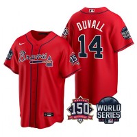 Atlanta Atlanta Braves #14 Adam Duvall Men's Nike 150th Anniversary 2021 World Series Game MLB Jersey - Red