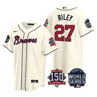 Atlanta Atlanta Braves #27 Austin Riley Men's Nike 150th Anniversary 2021 World Series Game MLB Jersey - Cream