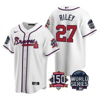 Atlanta Atlanta Braves #27 Austin Riley Men's Nike 150th Anniversary 2021 World Series Game MLB Jersey - White
